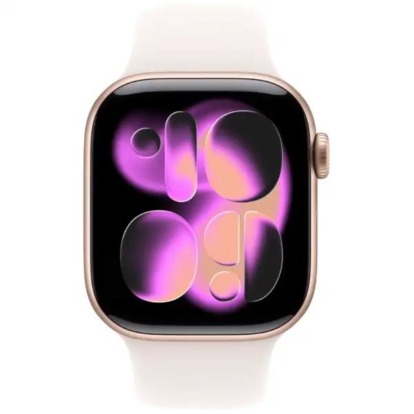 Apple Watch Series 11（GPS + Cellularモデル）- 46mmローズゴールドアルミニウムケースとライトブラッシュスポーツバンド - M/L　MFCJ4J/A