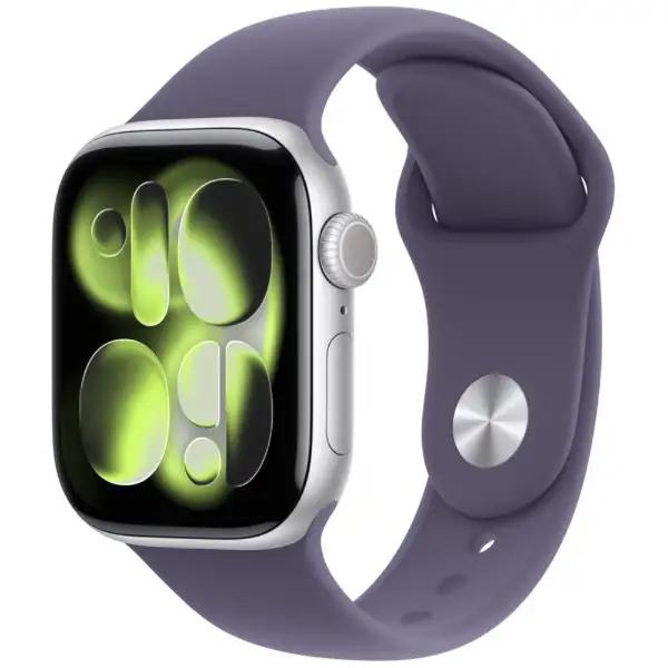 Apple Watch Series 11（GPS + Cellularモデル）- 42mmシルバーアルミニウムケースとパープルフォグスポーツバンド - M/L　MF8J4J/A