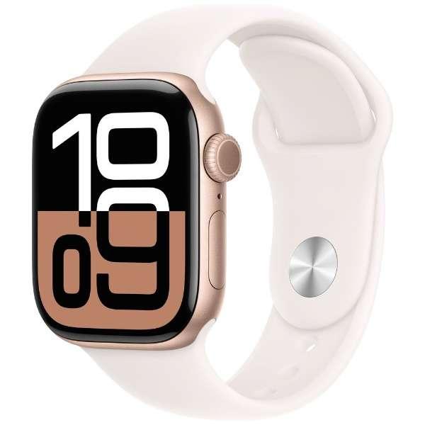 Apple Watch Series 10（GPS + Cellularモデル）- 42mmローズゴールドアルミニウムケースとライトブラッシュスポーツバンド - S/M　MWX93J/A