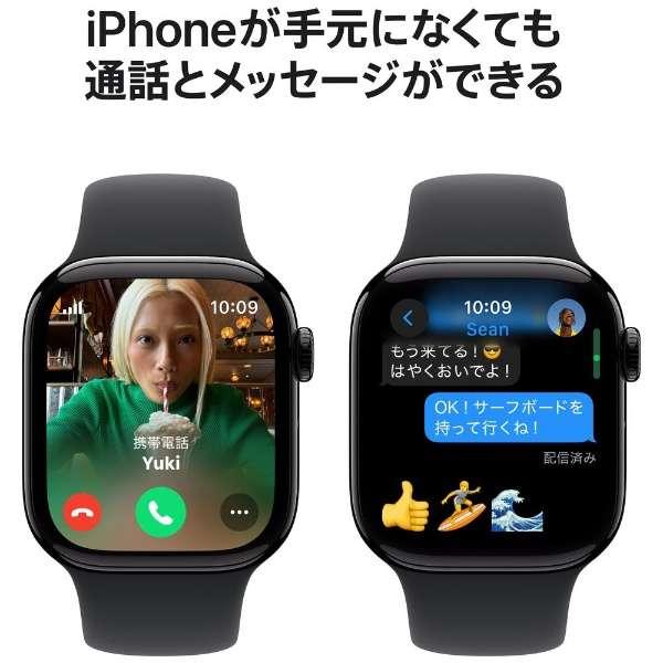 Apple Watch Series 10（GPS + Cellularモデル）- 42mmジェットブラックアルミニウムケースとブラックスポーツバンド - M/L　MWX73J/A 7