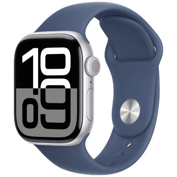 Apple Watch Series 10（GPSモデル）- 46mmシルバーアルミニウムケースとデニムスポーツバンド - M/L　MWWM3J/A