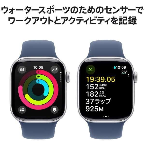 Apple Watch Series 10（GPS + Cellularモデル）- 42mmシルバーアルミニウムケースとデニムスポーツバンド - S/M　MWX33J/A 4