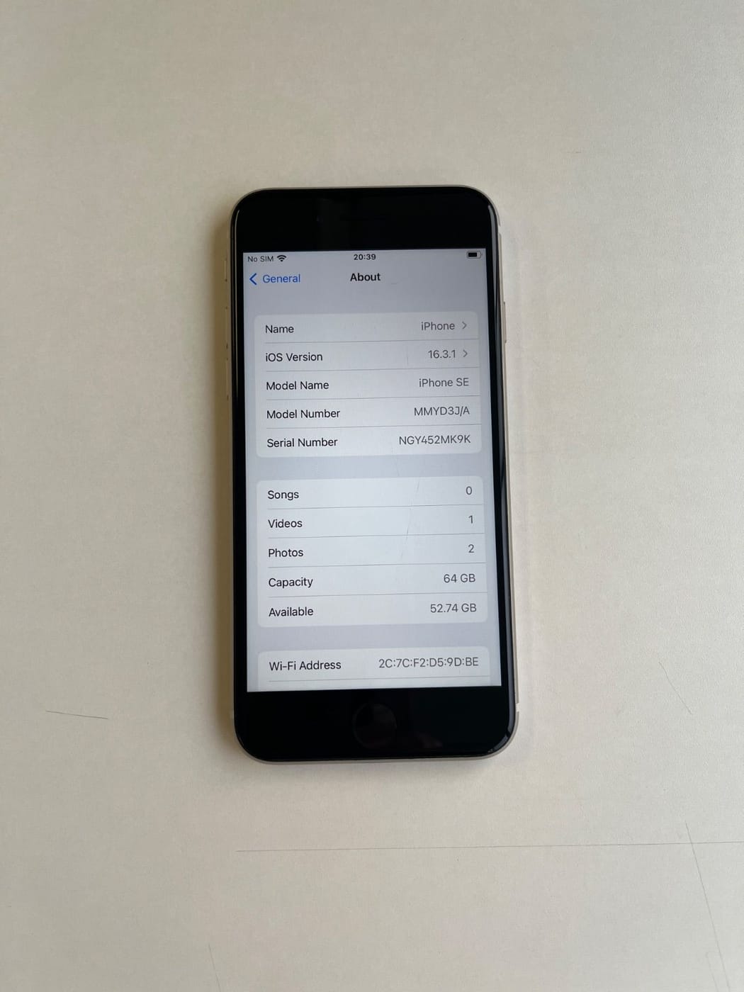 美品 iPhone SE (第3世代) 64GB スターライト バッテリー87% MMYD3J/A - 7363 3