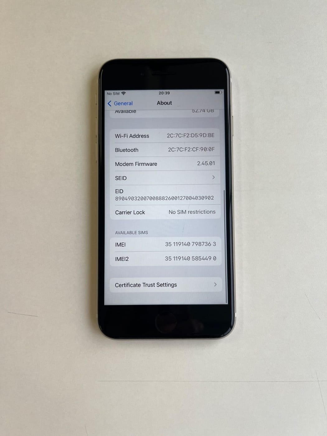 美品 iPhone SE (第3世代) 64GB スターライト バッテリー87% MMYD3J/A - 7363 4