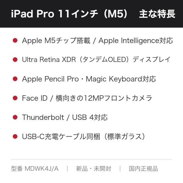 Apple Wi-Fi iPad Pro 11インチ（M5） 256GB スペースブラック MDWK4J/A 4